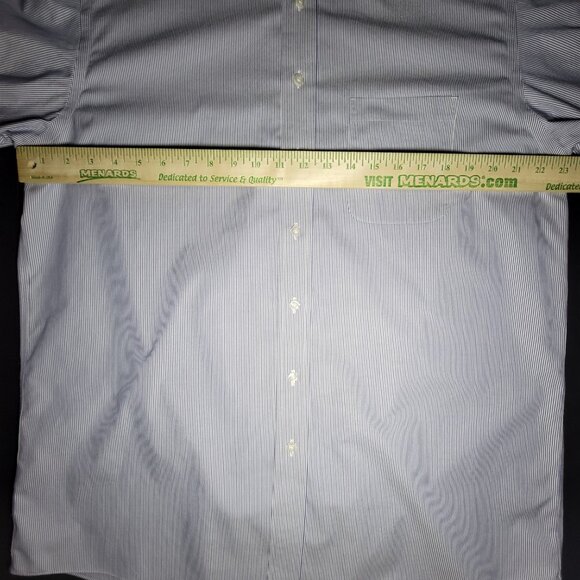 Roundtree & Yorke Mens Blue and White Striped Button Up Shirt Size 17 / 34 - Picture 11 of 11